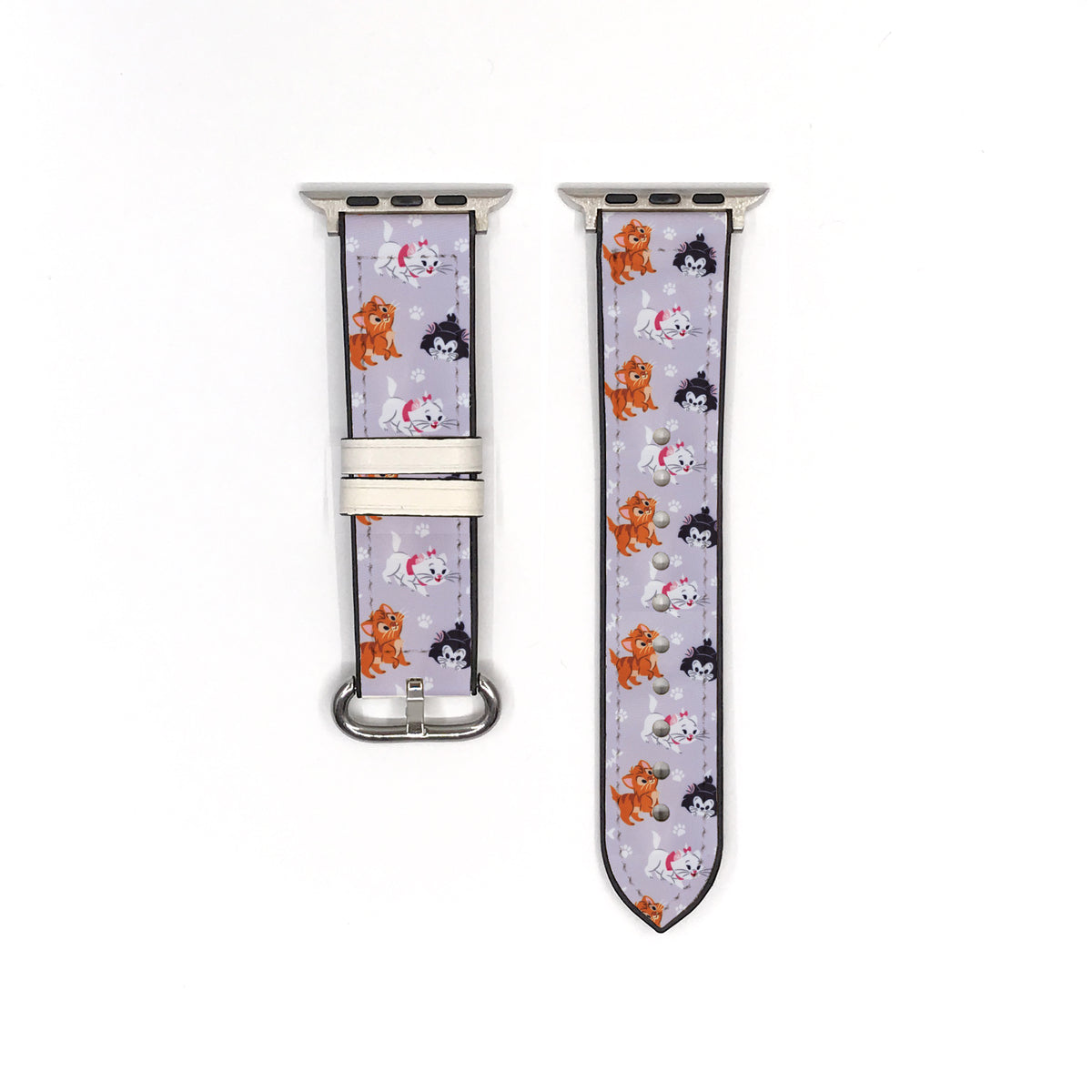 Watch strap with cartoonSmartwatch with a decorative band featuring The Aristocats - Marie cat characters on a white background character pattern on a white background