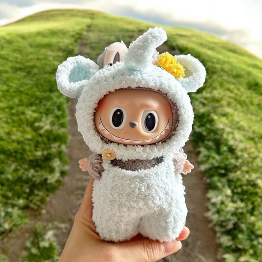 Dress up your Labubu doll in this adorable Cute Elephant costume! Perfect for Labubu versions 1, 2, and 3, this outfit will add a playful touch to your collection. With worldwide shipping and fast delivery, you'll have your Labubu ready for their next adventure in no time. (Labubu figure not included.), Cute Elephant costume style - Handmand Labubu Doll Outfit