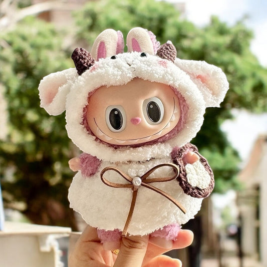 Transform your labubu figure into a playful little lamb with this handmand outfit. Perfect for versions 1-3, this cute sheep costume will ship worldwide in a jiffy. (Labubu figure not included), Transform your labubu figure into a playful little lamb with this handmand outfit. Perfect for versions 1-3, this cute sheep costume will ship worldwide in a jiffy. (Labubu figure not included), Cute Sheep costume style - Handmand Labubu Doll Outfit
