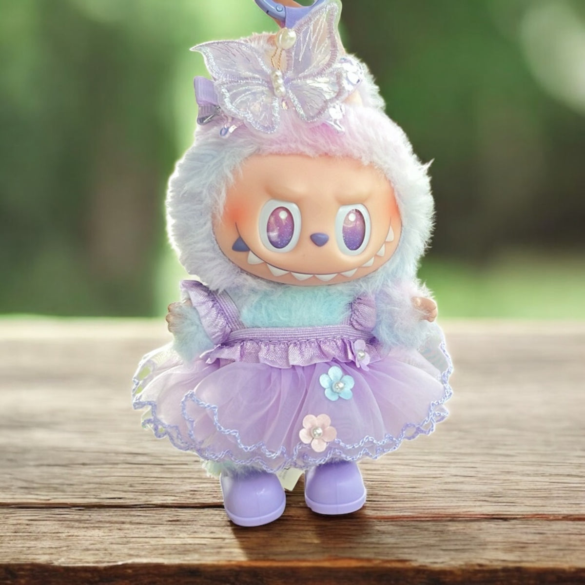Handmand Fairy Butterfly Dress / Gothic Bat Dress Set fits for Labubu 17cm doll