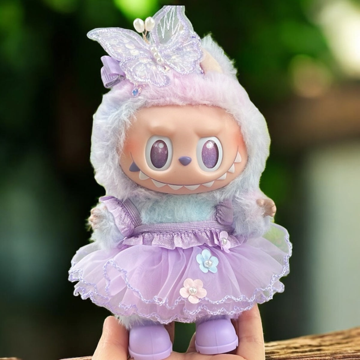 Handmand Fairy Butterfly Dress / Gothic Bat Dress Set fits for Labubu 17cm doll
