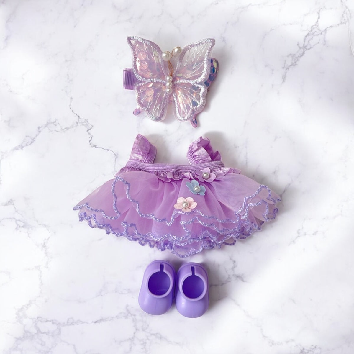 Handmand Fairy Butterfly Dress / Gothic Bat Dress Set fits for Labubu 17cm doll