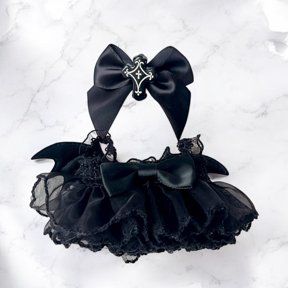 Handmand Fairy Butterfly Dress / Gothic Bat Dress Set fits for Labubu 17cm doll
