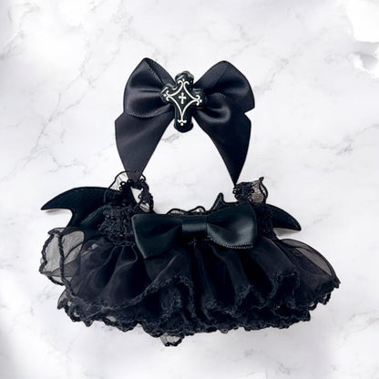 Handmand Fairy Butterfly Dress / Gothic Bat Dress Set fits for Labubu 17cm doll