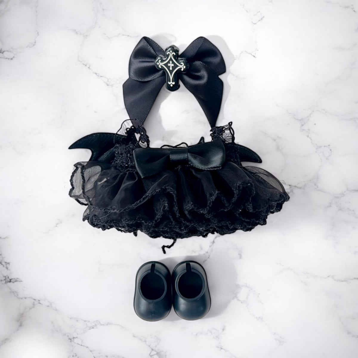 Handmand Fairy Butterfly Dress / Gothic Bat Dress Set fits for Labubu 17cm doll