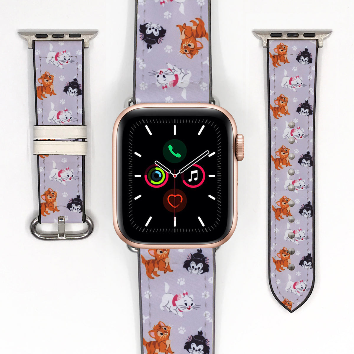 Smartwatch with a decorative band featuring The Aristocats - Marie cat characters on a white background