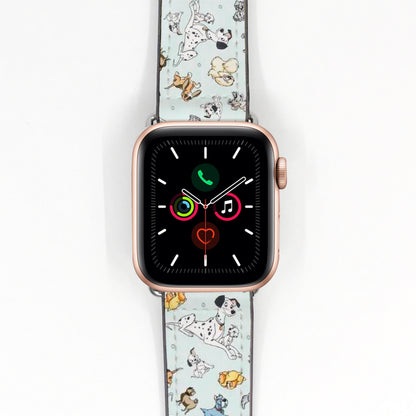 Apple Watch Smartwatch with a decorative band featuring Disney Dogs cartoon characters on a white background