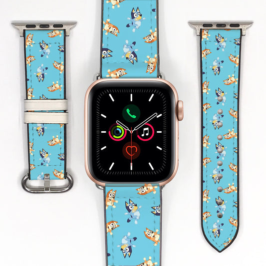 Bluey "Heeler Family Fun" Hybrid Leather & Silicone Apple Watch Band - 1046