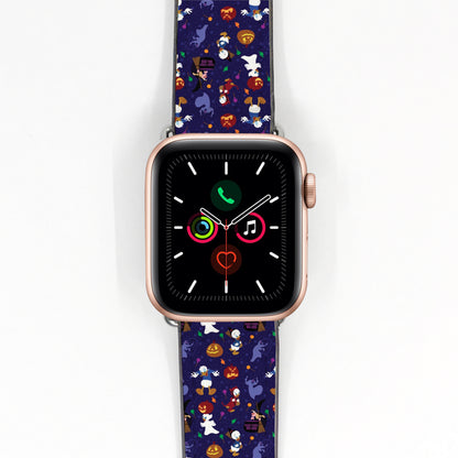 Smartwatch with a Donald Duck Halloween-themed strap on a white background