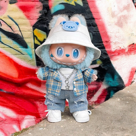 Graffiti Vibes Plaid Set Outfit - Handmand compatible with Labubu Doll