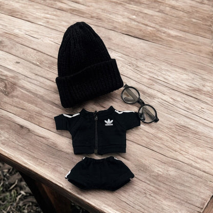 Get sporty with our handmade Labubu Doll outfit! Featuring a sleek black design with a sneaker style, it's perfect for all Labubu versions. Plus, we ship worldwide with fast shipping. (Labubu figure not included.), Labubu Doll Handmand Outfit, Black Sport Wear labubu handmade crochet clothes labubu gifts for her Valentine Day gift, fit for 1st 2nd ver