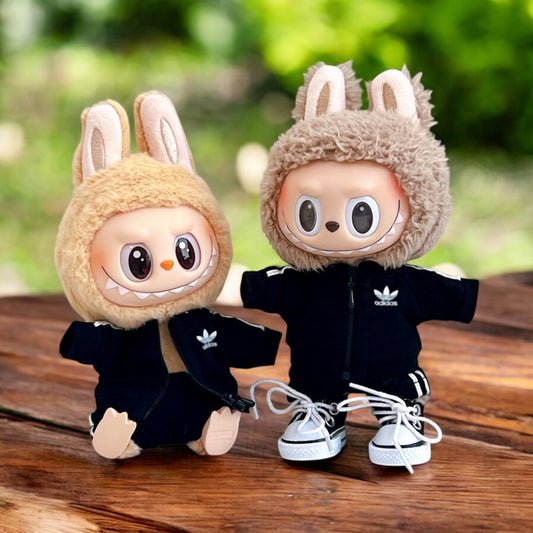 Get sporty with our handmade Labubu Doll outfit! Featuring a sleek black design with a sneaker style, it's perfect for all Labubu versions. Plus, we ship worldwide with fast shipping. (Labubu figure not included.), Labubu Doll Handmand Outfit, Black Sport Wear labubu handmade crochet clothes labubu gifts for her Valentine Day gift, fit for 1st 2nd ver
