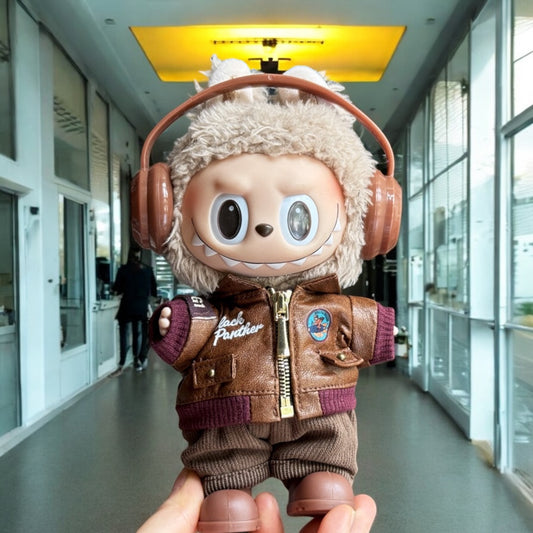 Aviator Vibes Leather Set Outfit - Handmand compatible with Labubu Doll