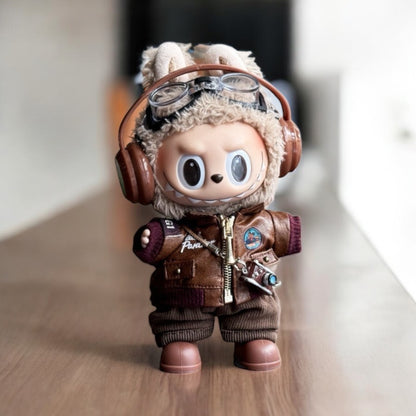 Aviator Vibes Leather Set Outfit - Handmand compatible with Labubu Doll