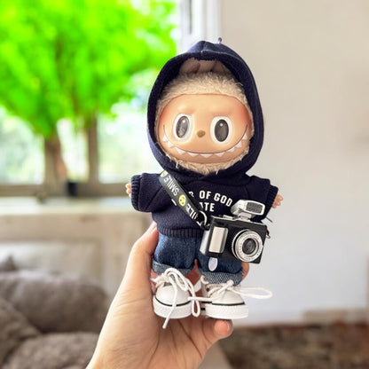 Get your Labubu figure ready for colder weather with this adorable Blue Hoodie Style outfit! Handmade with love, this labubu outfit fits versions 1, 2, and 3. Ships worldwide with fast shipping. (Labubu figure not included.), Blue Hoodie Style - Handmand Labubu Doll Outfit