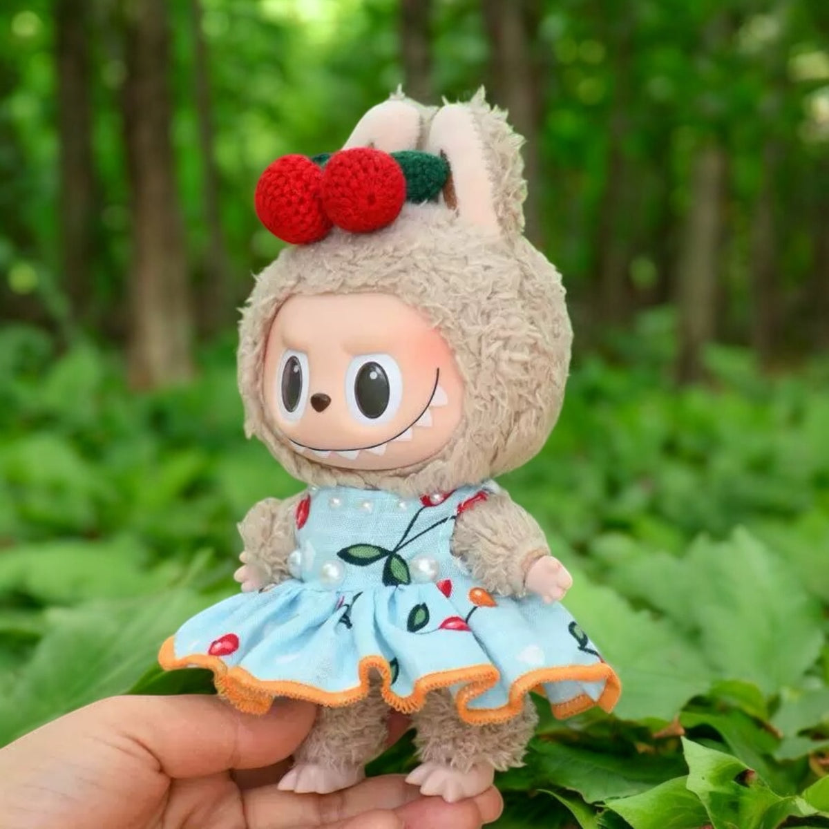 Labubu Doll Outfit Cherry Dress style - Handmand Labubu Doll Outfit