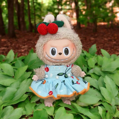 Labubu Doll Outfit Cherry Dress style - Handmand Labubu Doll Outfit