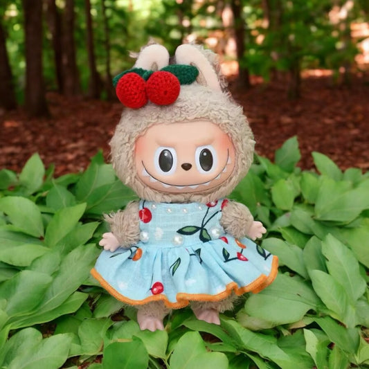 Labubu Doll Outfit Cherry Dress style - Handmand Labubu Doll Outfit