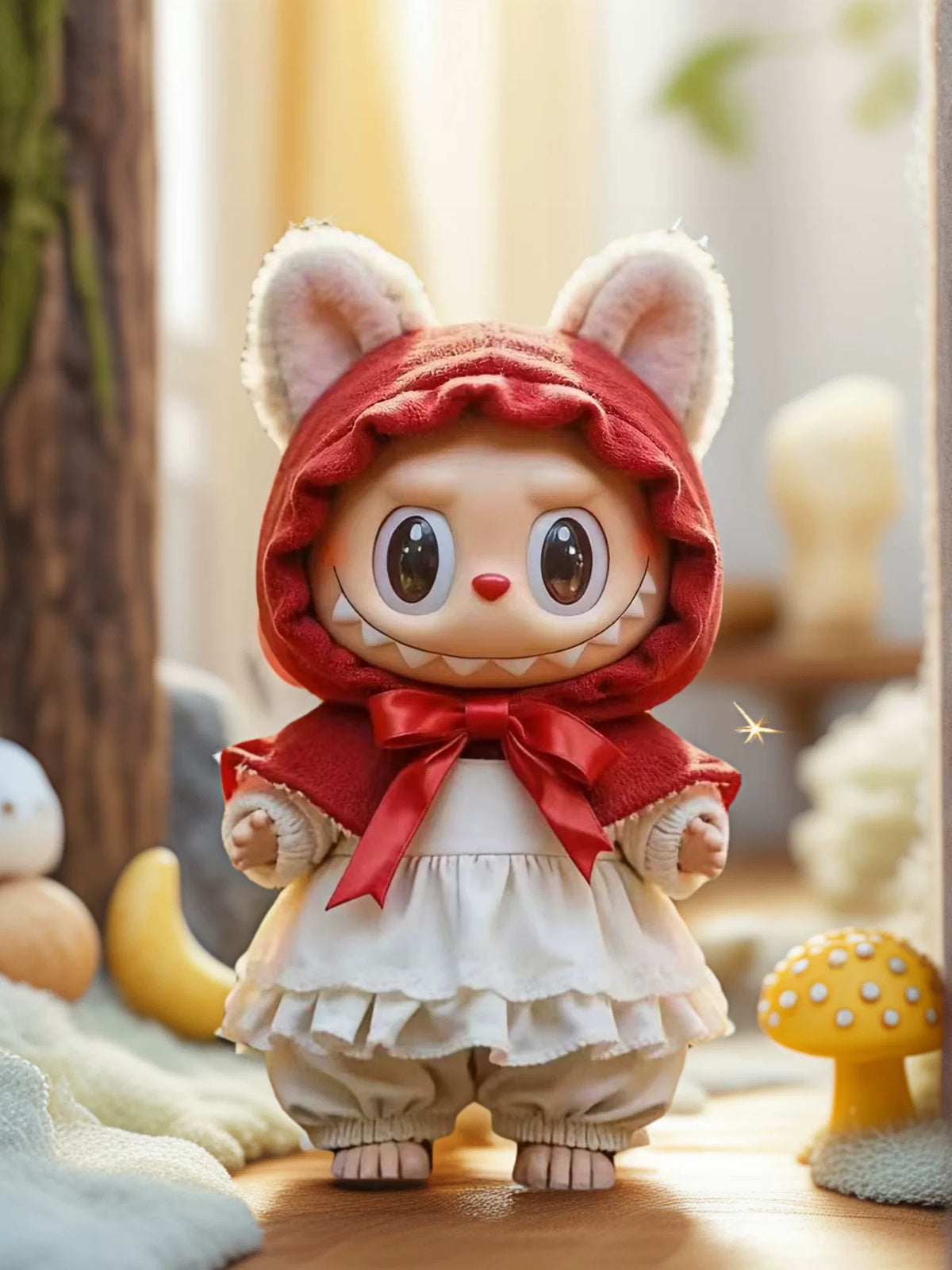 Labubu Little Red Riding Hood Outfit Set – Crimson Cloak & Lace Ruffle Dress for 17cm Plushfor 17cm labubu outfit