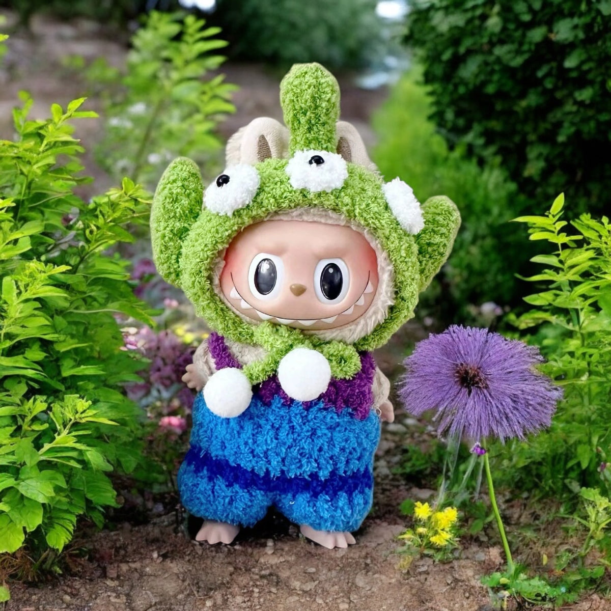 Dress up your Labubu doll in this funky three-eyed alien costume straight out of Toy Story! Fits all Labubu versions and ships worldwide quickly. (Labubu figure not included), Toy story Alien costum style - Handmand Labubu Doll Outfit